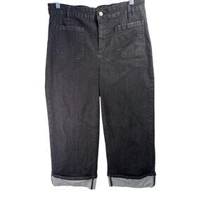 EVALESS Women’s Black Cuffed Jeans Size 16 Stretch Denim Cropped Ankle